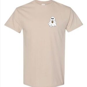 Tan T-Shirt with Ghost Graphic